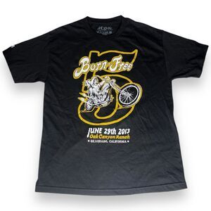 Born Free 5 Motorcycle Show Silverado CA 2013 Biker Art Black Shirt Men’s Size L